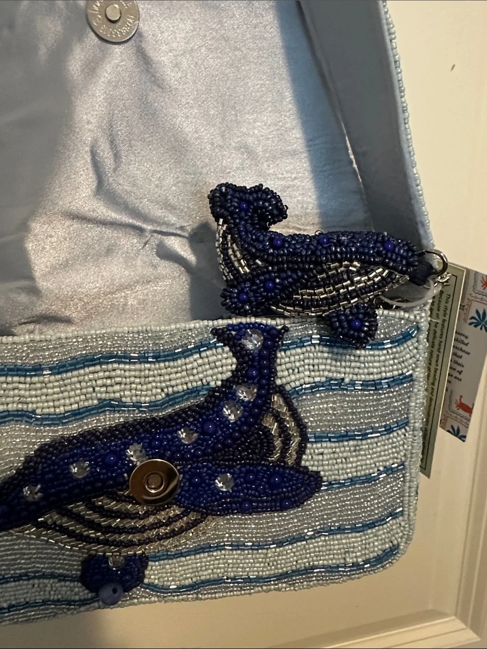 NEW RELEASE Made In India Beaded Blue Whale Bag With Charm NWT